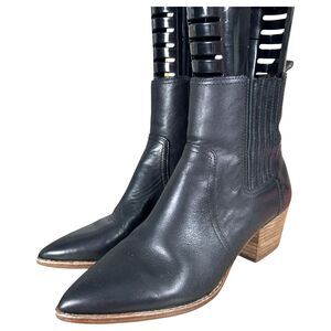 Madewell The Western Ankle Boots Booties Black Leather Pointed Toe Heel Size 10
